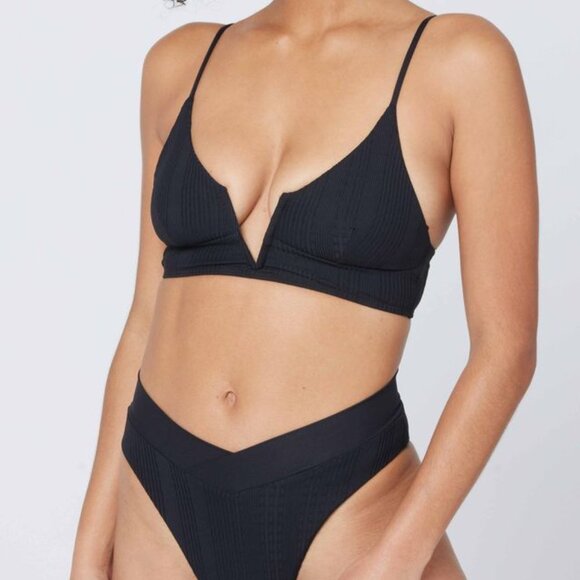 Pointelle Rib Siren Bikini Top - Black - Picture 8 of 8